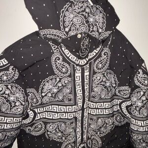Black Paisley Puffer Jacket